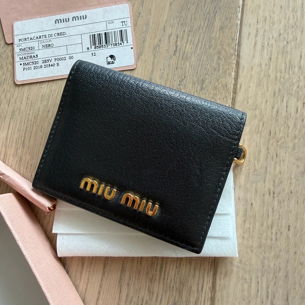 Miu Miu Black Wallet with Gold Accents